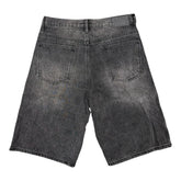 LostShdws Embossed Jean Shorts Black